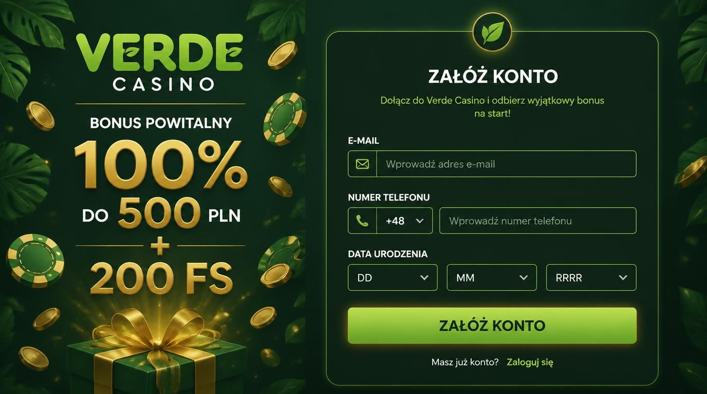Rejestracja konta z bonusami w Verde Casino
